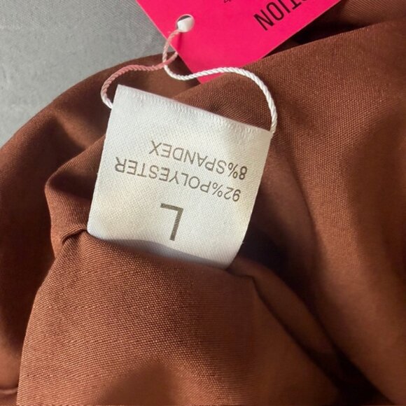 Chocolate Brown Off Shoulder Bubble Hem Mini Dress Size Large Y2K Coquette NWT - Picture 7 of 11